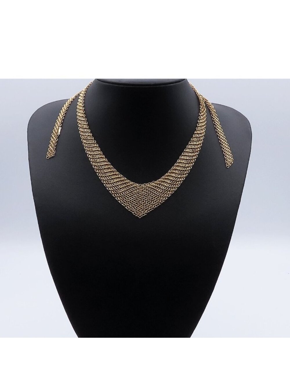 Tiffany & Co Mesh Yellow Gold 18k Bib Necklace Lariette Elsa Peretti